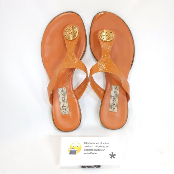 Brighton Pansy Slip On Leather Slide Sandals Womens Size 6.5 119 Orange - Picture 6 of 9